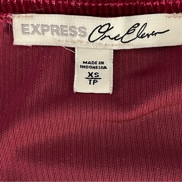 Express One Eleven Women's Burgundy Wrap Top with Front Tie Size XS - Picture 6 of 7